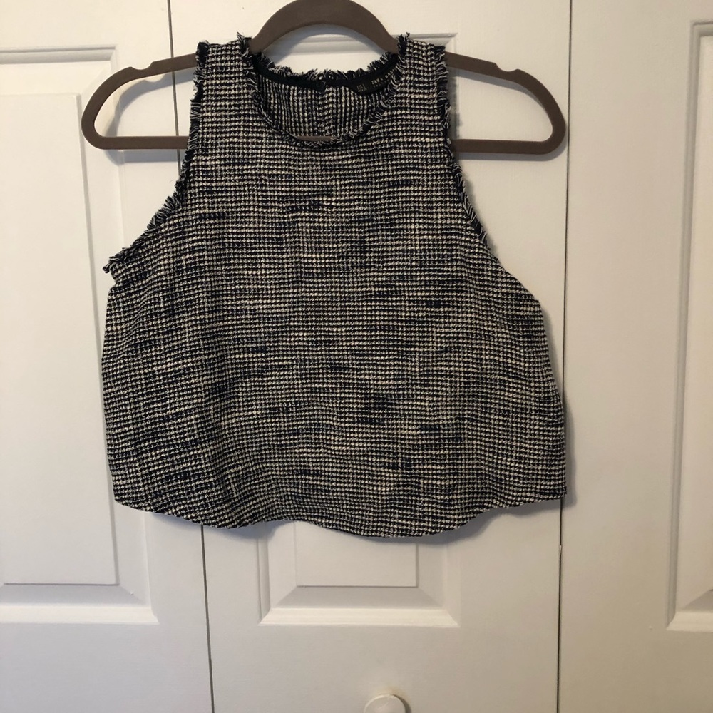 Navy Tweed Crop top